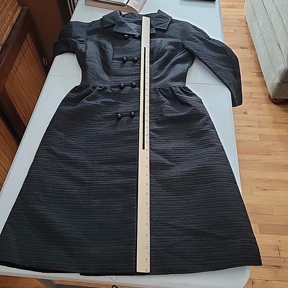 Vintage Bullocks Wilshire Wynshire Black Double Breasted Textured Dress Classic - Picture 13 of 16